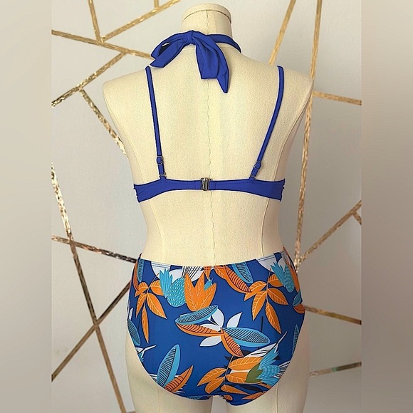 SHEIN Swim Plant Print Bikini Set Wrap Push Bra & High waisted Bottom (869) - Picture 9 of 14